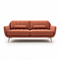 Mid-century modern orange fabric sofa with removable cushions 200 x 90 x 80cm