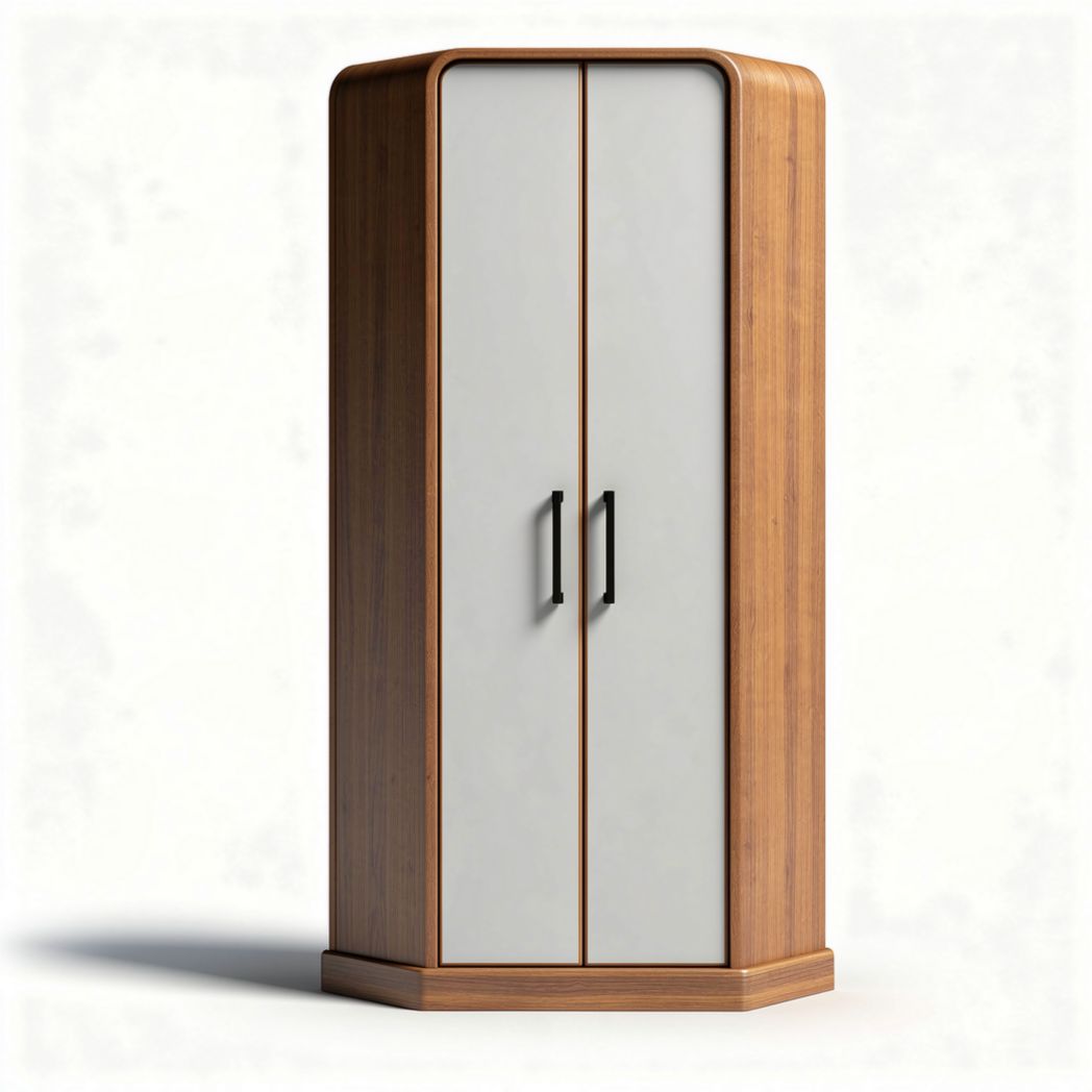 Wooden wardrobe with gray doors and black handles 70 x 40 x 160cm