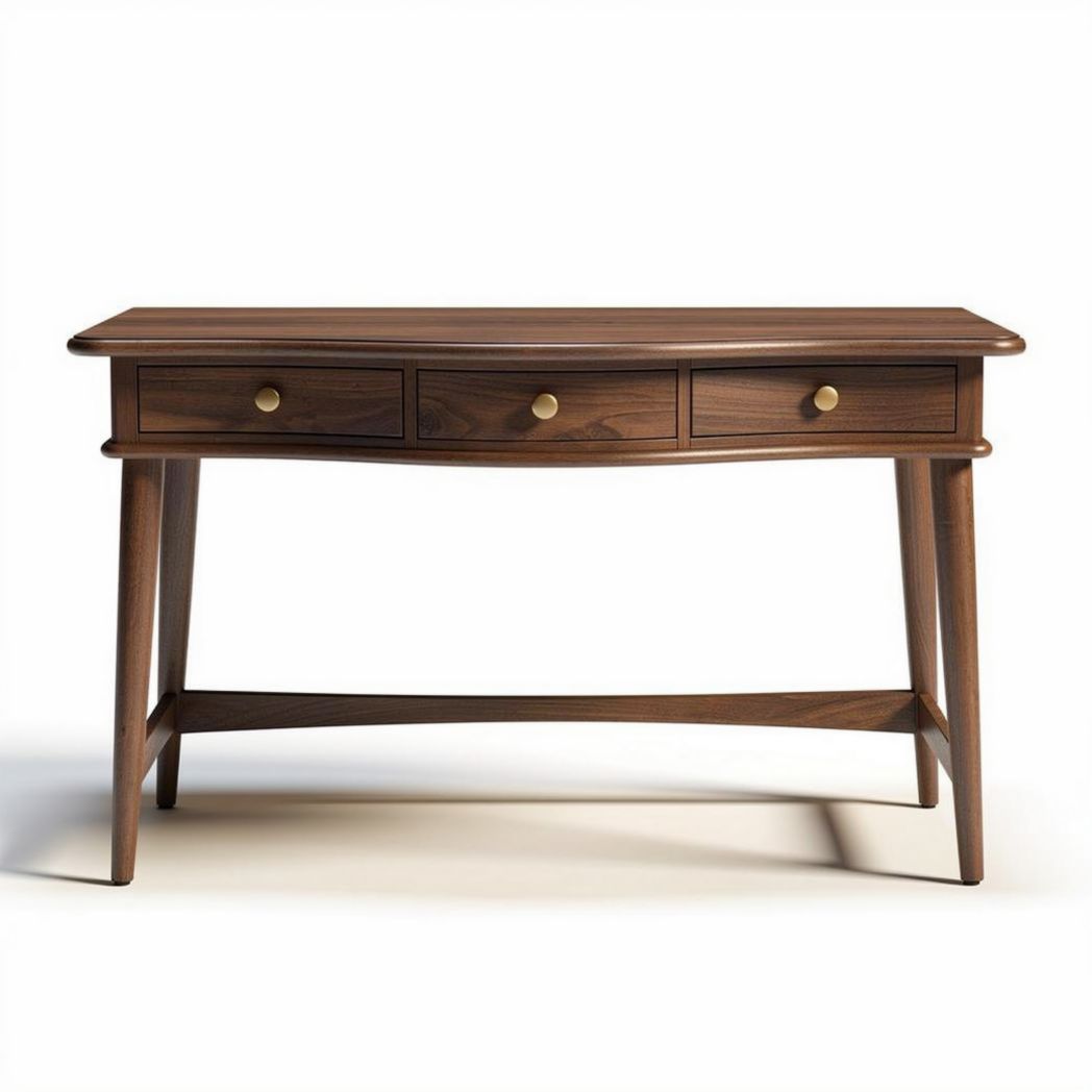Wooden console table with three drawers in walnut finish 120 x 60 x 75cm