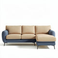 Modern sectional sofa in beige and blue fabric with dimensions 200 x 90 x 85cm
