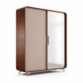Wooden wardrobe with sliding glass doors and modern design 180 x 120 x 60cm