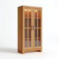Wooden storage cabinet with glass doors 80 x 40 x 160cm in dark brown