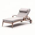 Outdoor adjustable lounge chair with padded cushion and wheels in light gray 200 x 70 x 40cm