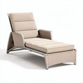 Woven outdoor lounge chair with gray cushions dimensions 200 x 80 x 70cm
