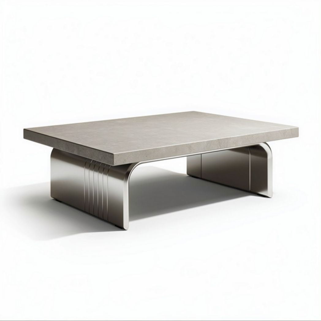 Concrete coffee table with stainless steel base 120 x 80 x 30cm