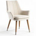 Textured fabric chair with wooden legs in cream color 55 x 55 x 80cm