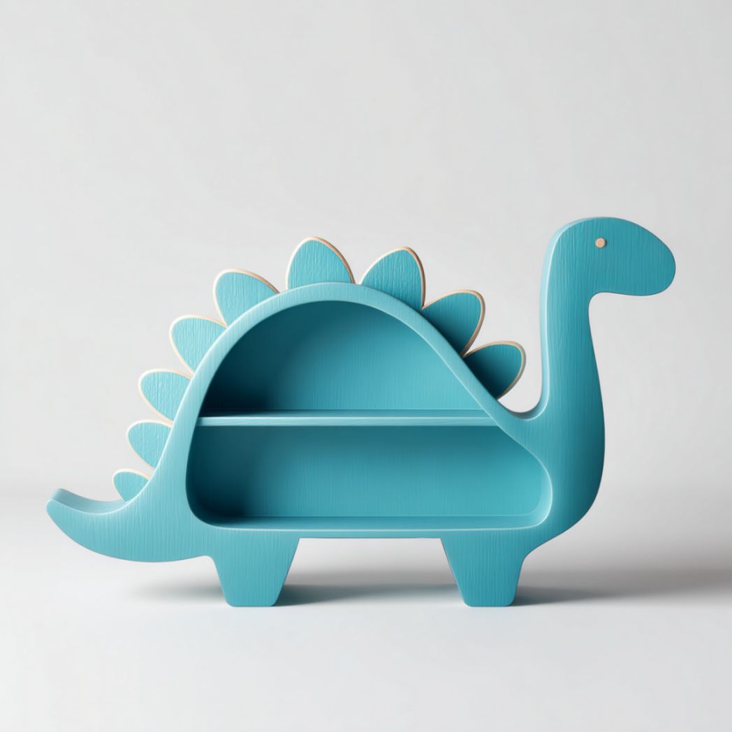 Whale shaped wooden wall shelf for children's room decor in mint green 60 x 30 x 25cm