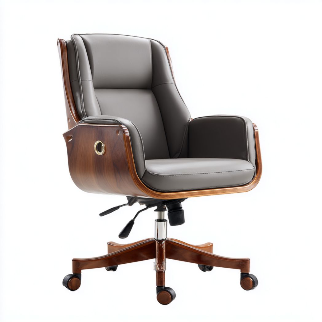 Office chair with adjustable height ergonomic design grey fabric 65 x 65 x 110cm