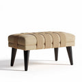 Fabric upholstered storage ottoman with black wooden legs 60 x 40 x 30cm
